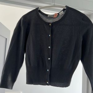 Autumn Cashmere Gray Crop Cashmere Cardigan Crystal Button Sweater. Size Medium